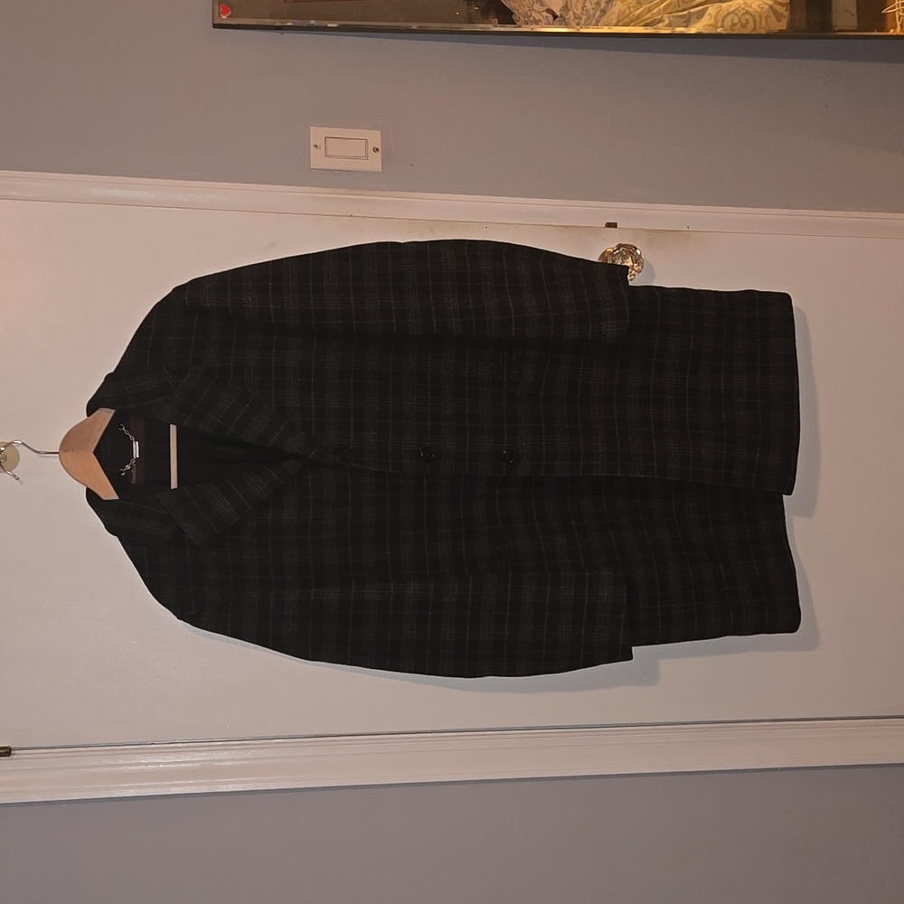 Men's Perry Ellis Plaid Wool Coat